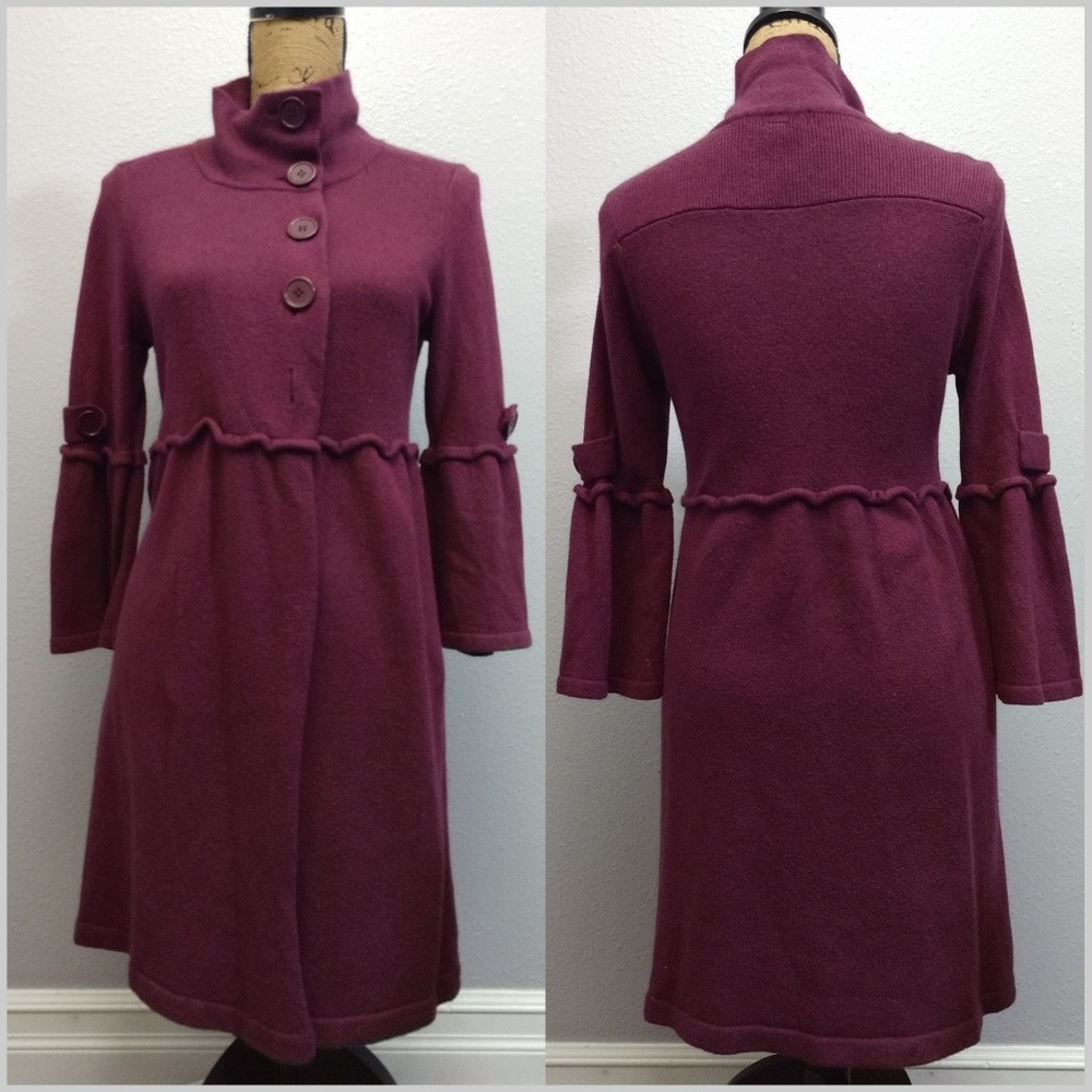 OneA Sweater Dress Magenta Button Midi